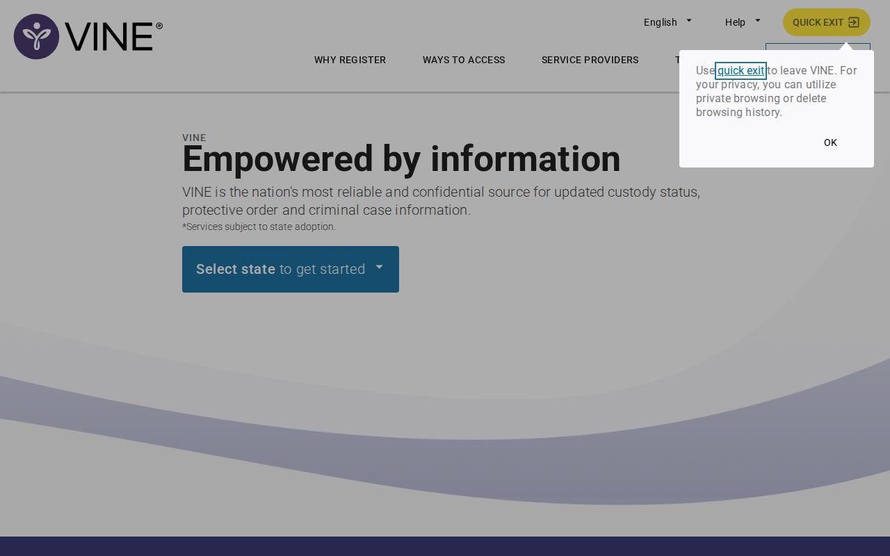 Robertson County VINELink release check offender search screen